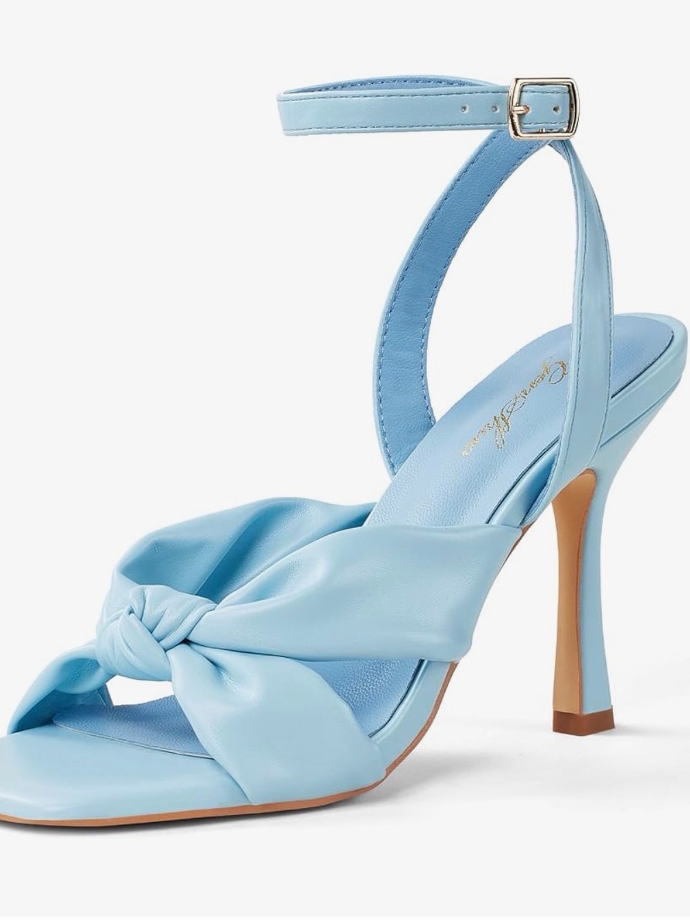 Light Blue Knot Ankle-Strap Stiletto Heels
